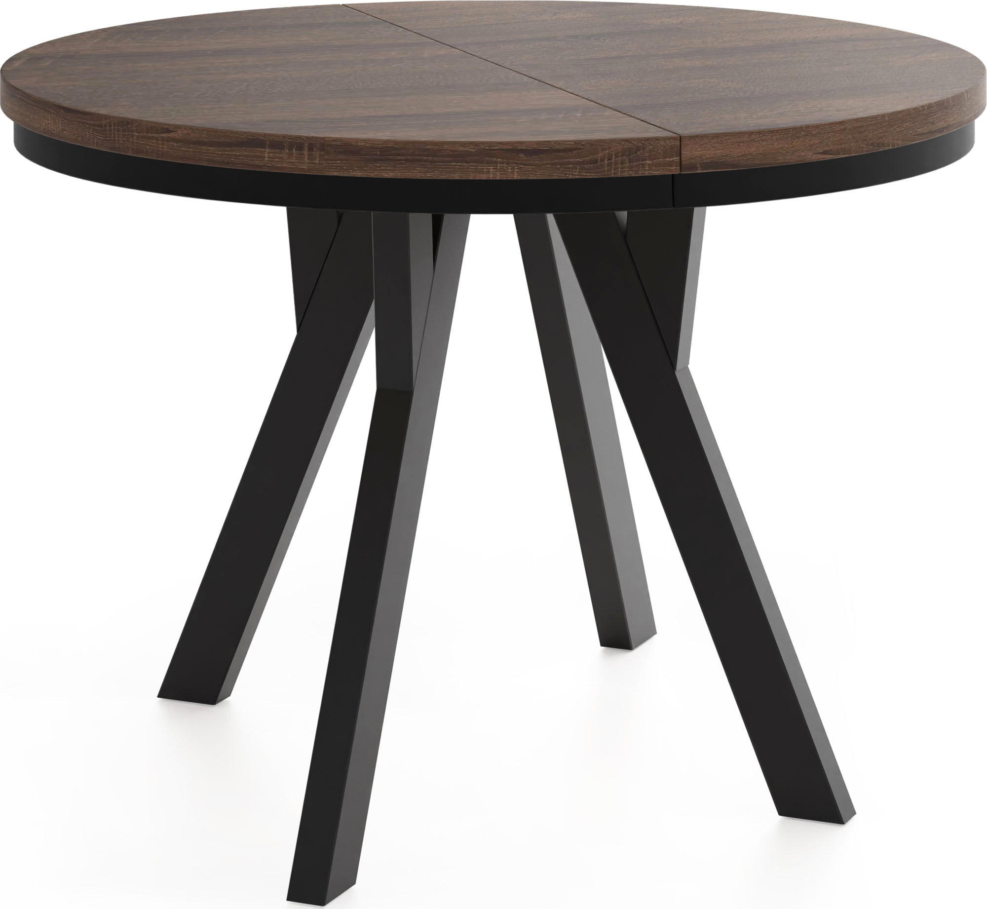 ESSTISCH Strato Black runder ausziehbarer, Eiche Sonoma dunkelbraun 100-140/100/77 cm - Eichefarben/Schwarz, Holz/Holzwerkstoff (100/140/77cm) - WFL GROUP