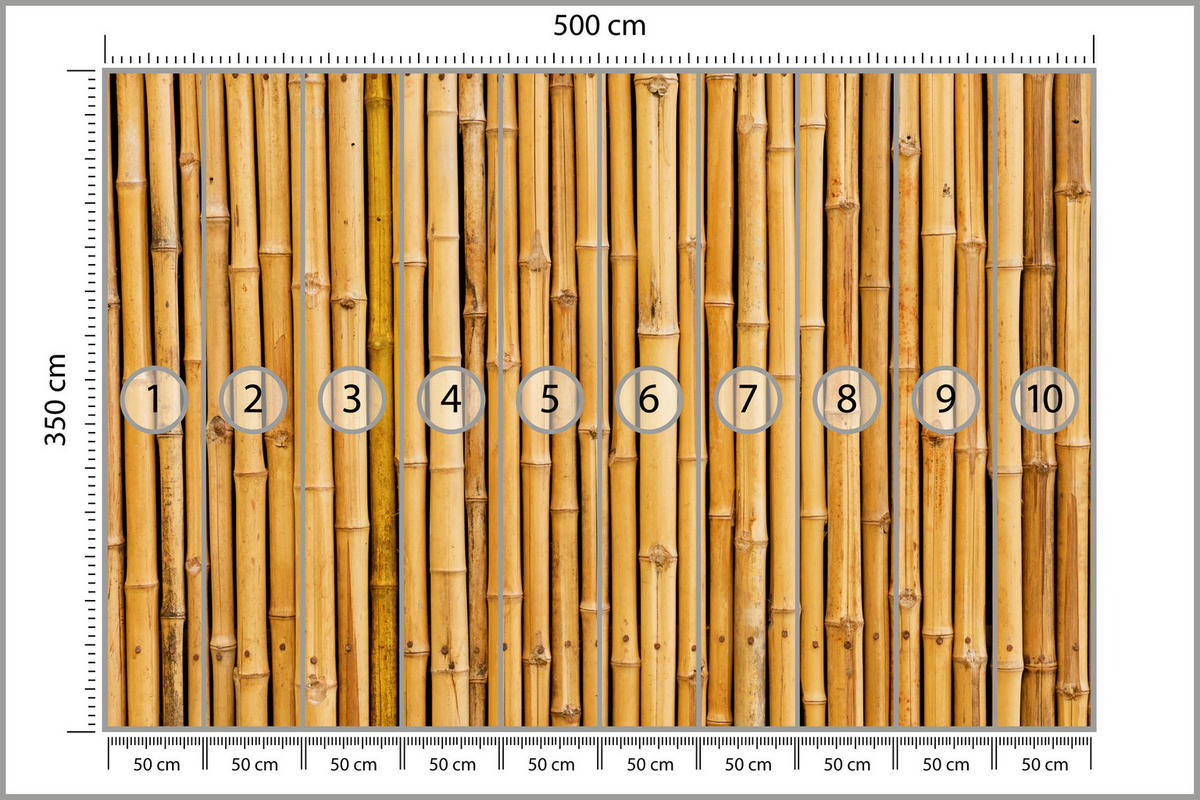 FOTOTAPETE für Küche Bambus Imitation Braune Wand Rustikal 500x350 - Orange/Braun, Papier (500/350cm) - Muralo