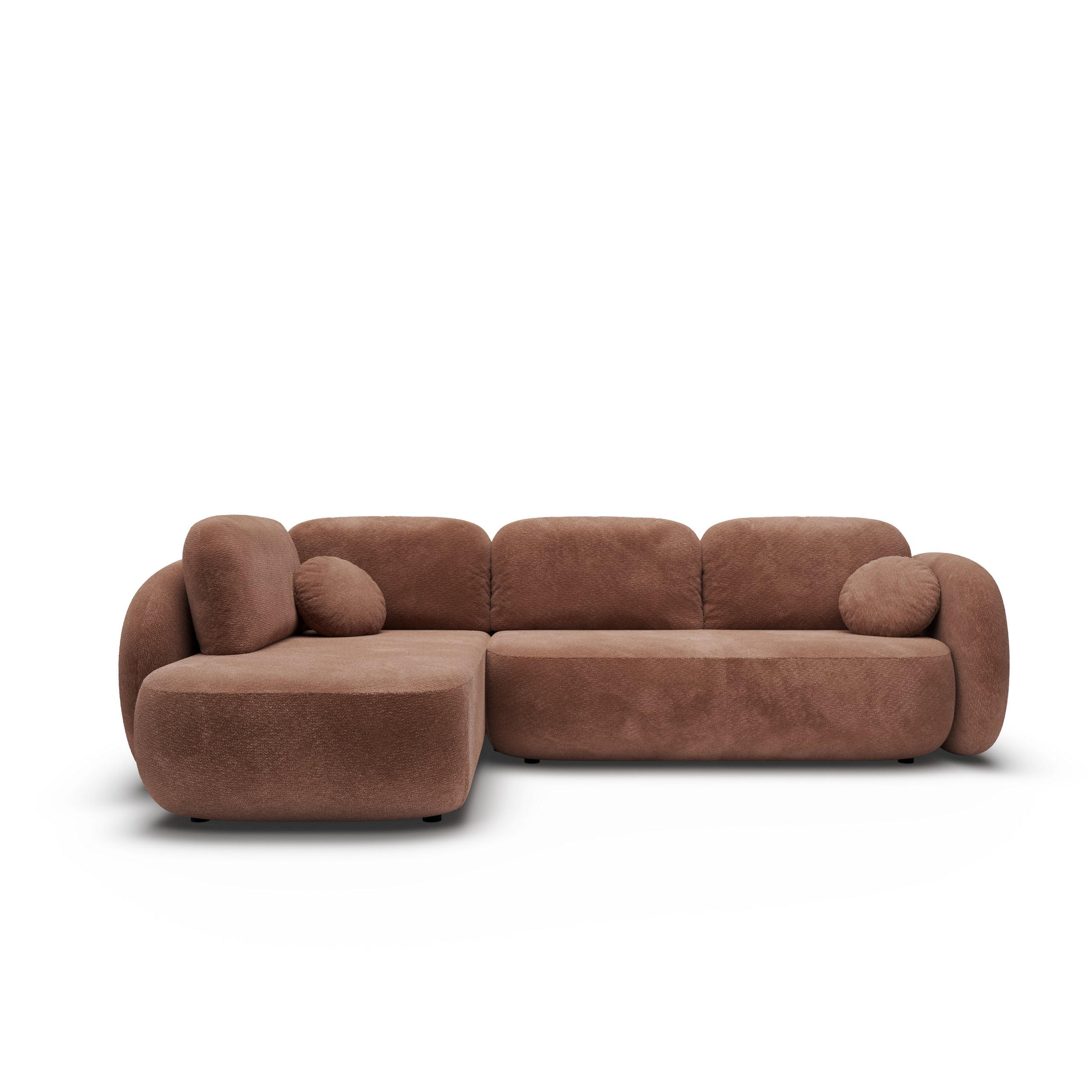 ECKSOFA AMICO II L-S Orange Geflochtener Stoff mit Schlaffunktion - Orange, Holz (289/190cm) - MASSENO
