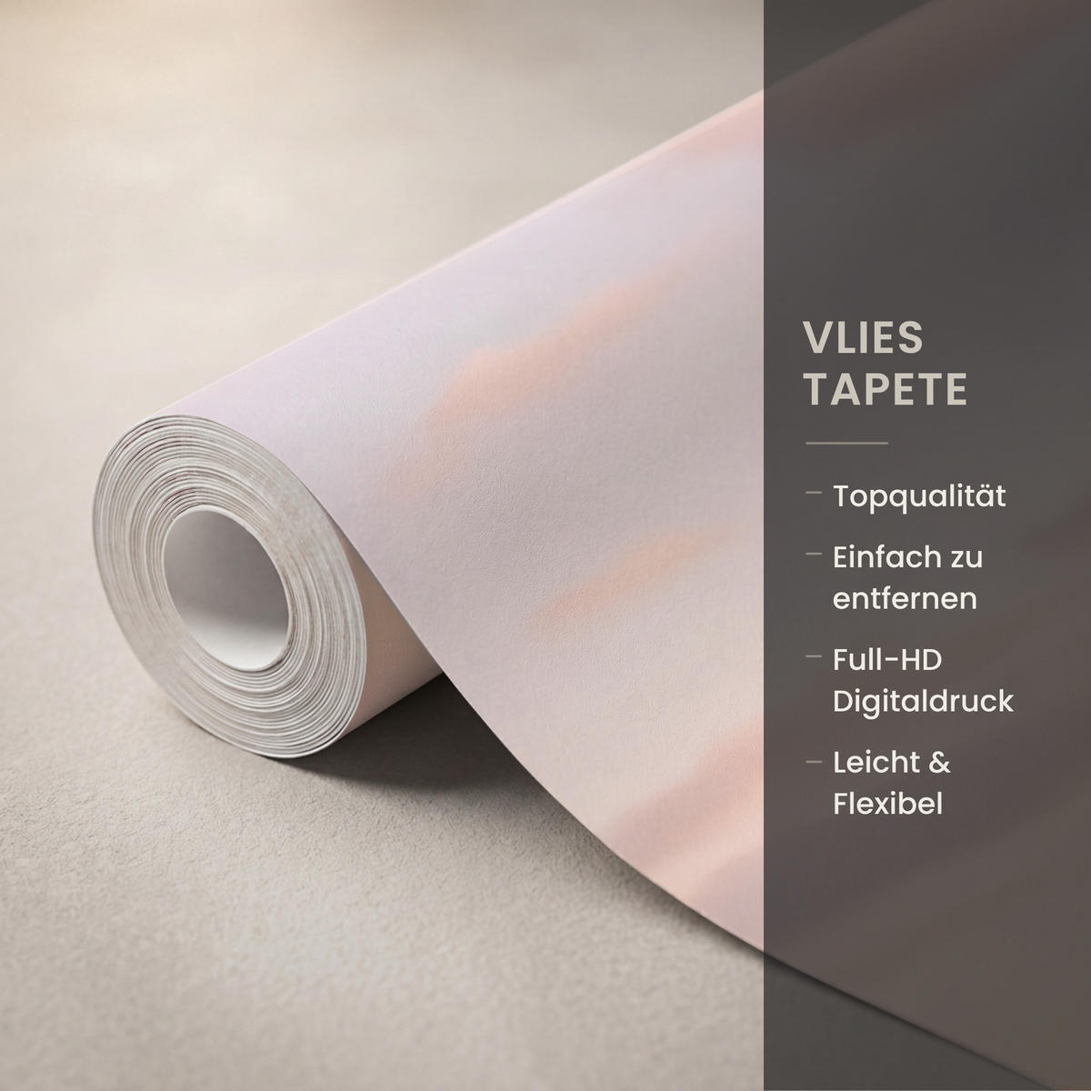 TAPETE - Strand - Brandung - Wolken - 260x280 cm - Hellrosa, Papier (260/280cm) - OnlyWow