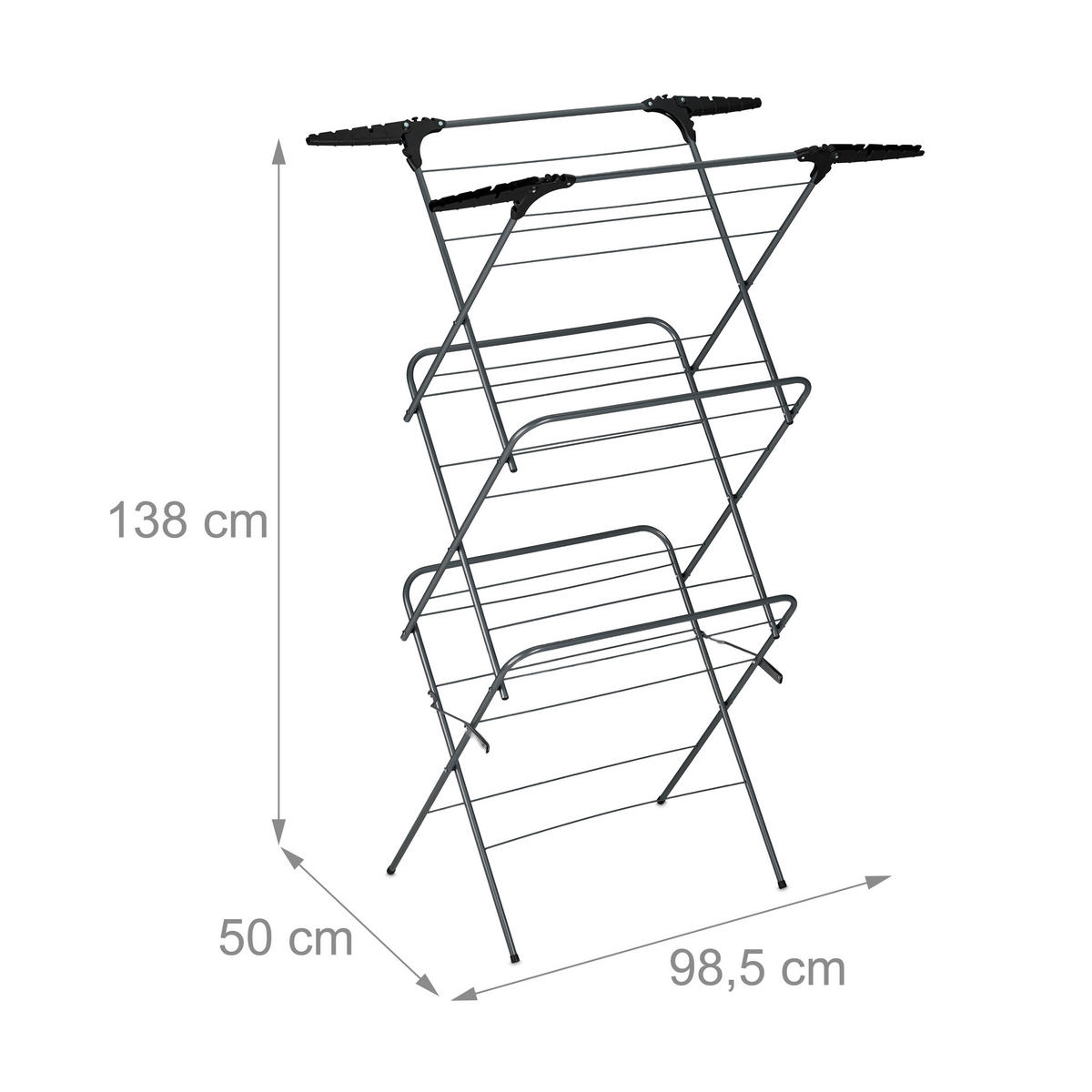 STOJAN na prádlo - sivá, kov/plast (63.5/138/50cm) - Relaxdays