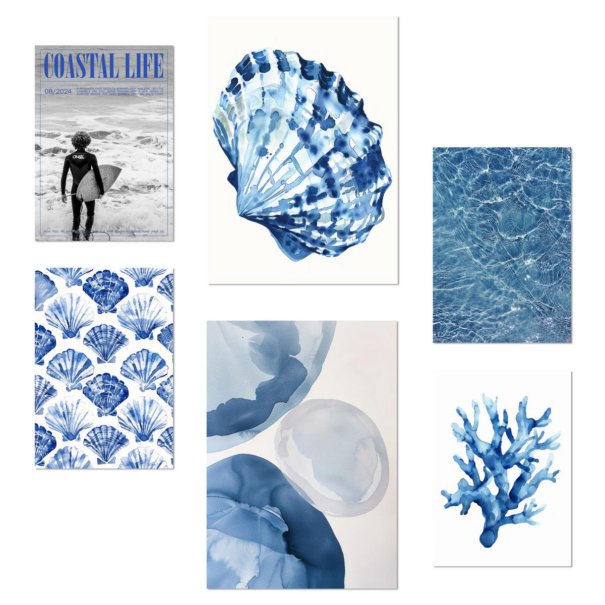 POSTER Set Mit 6 Marineblau, Meer Und Sommer A3 & A4 Rahmenlos - Klar, Papier (29/3cm) - Nacnic