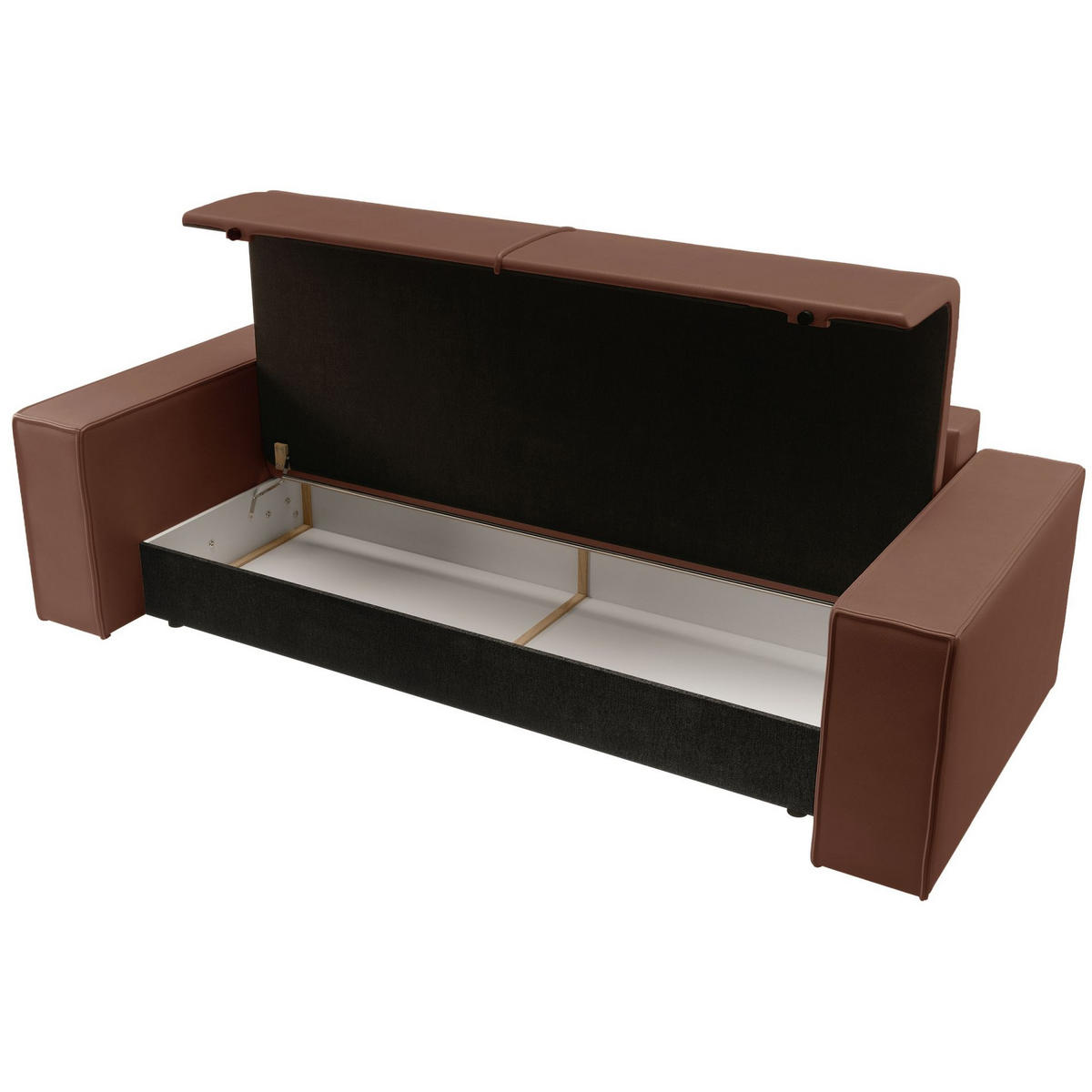 3-SITZER SCHLAFSOFA Farese Cuero Braun, Kunstleder - Schwarz/Braun, Kunststoff/Textil (257/86/102cm) - Selsey