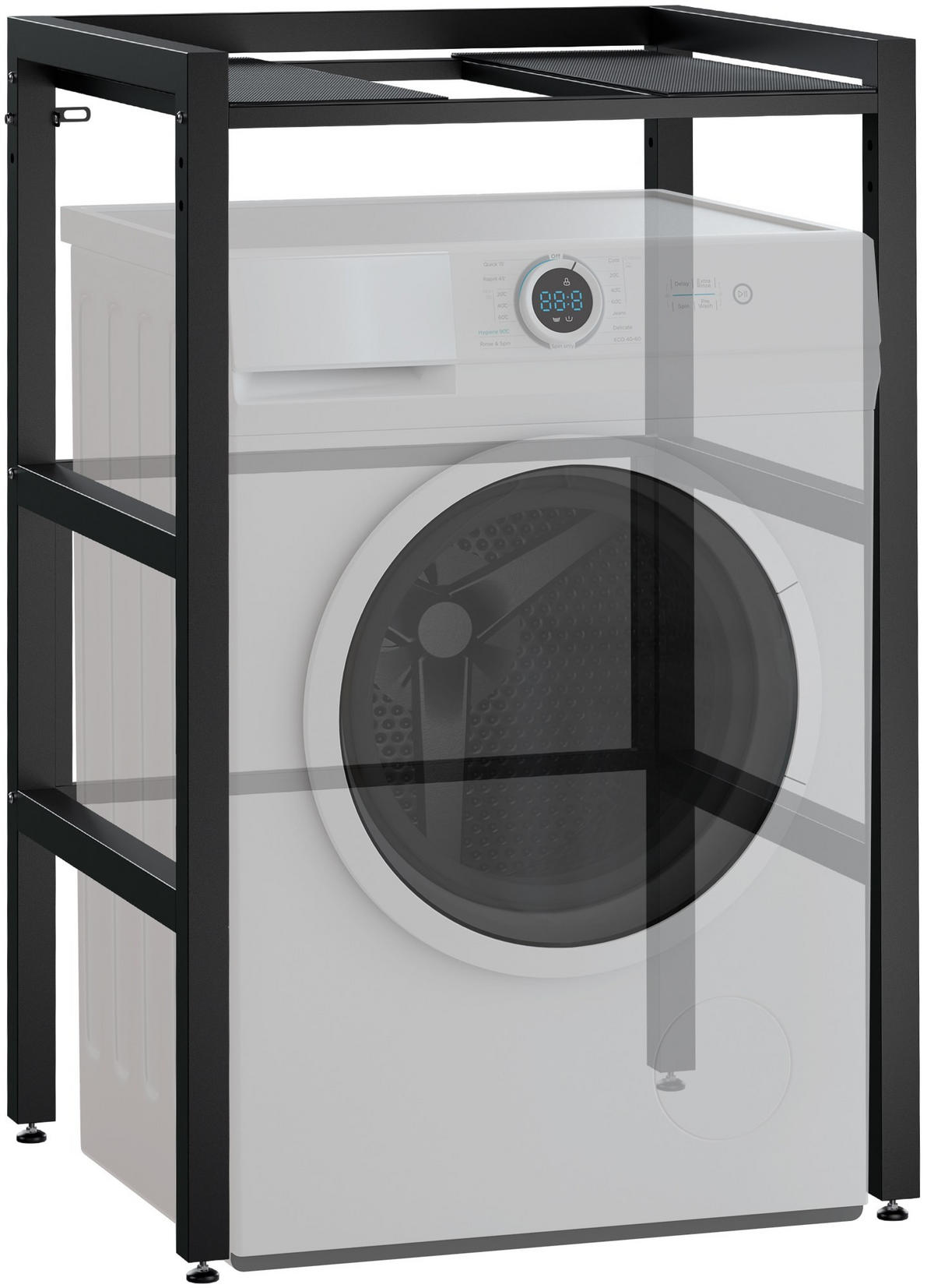 STAPELGESTELL für Wäschetrockner auf Waschmaschine MIXON Schwarz - Schwarz, Metall (73/110/60cm) - DELUKE