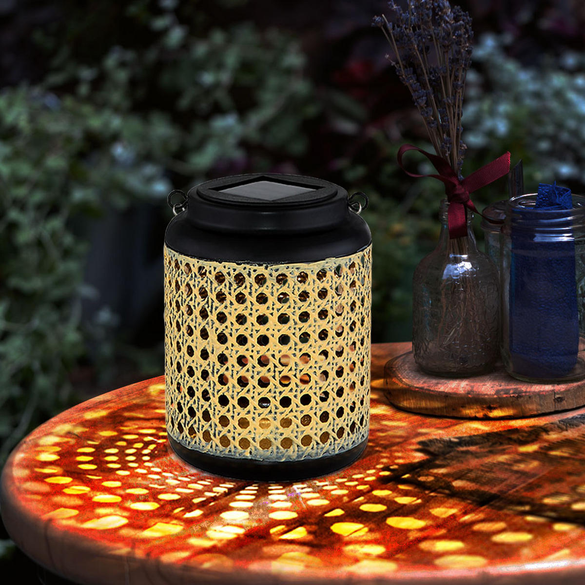 LED AUSSENLEUCHTE Bambusoptik Braun Hängend - Braun, Holz (12/12/30cm) - Globo Lighting