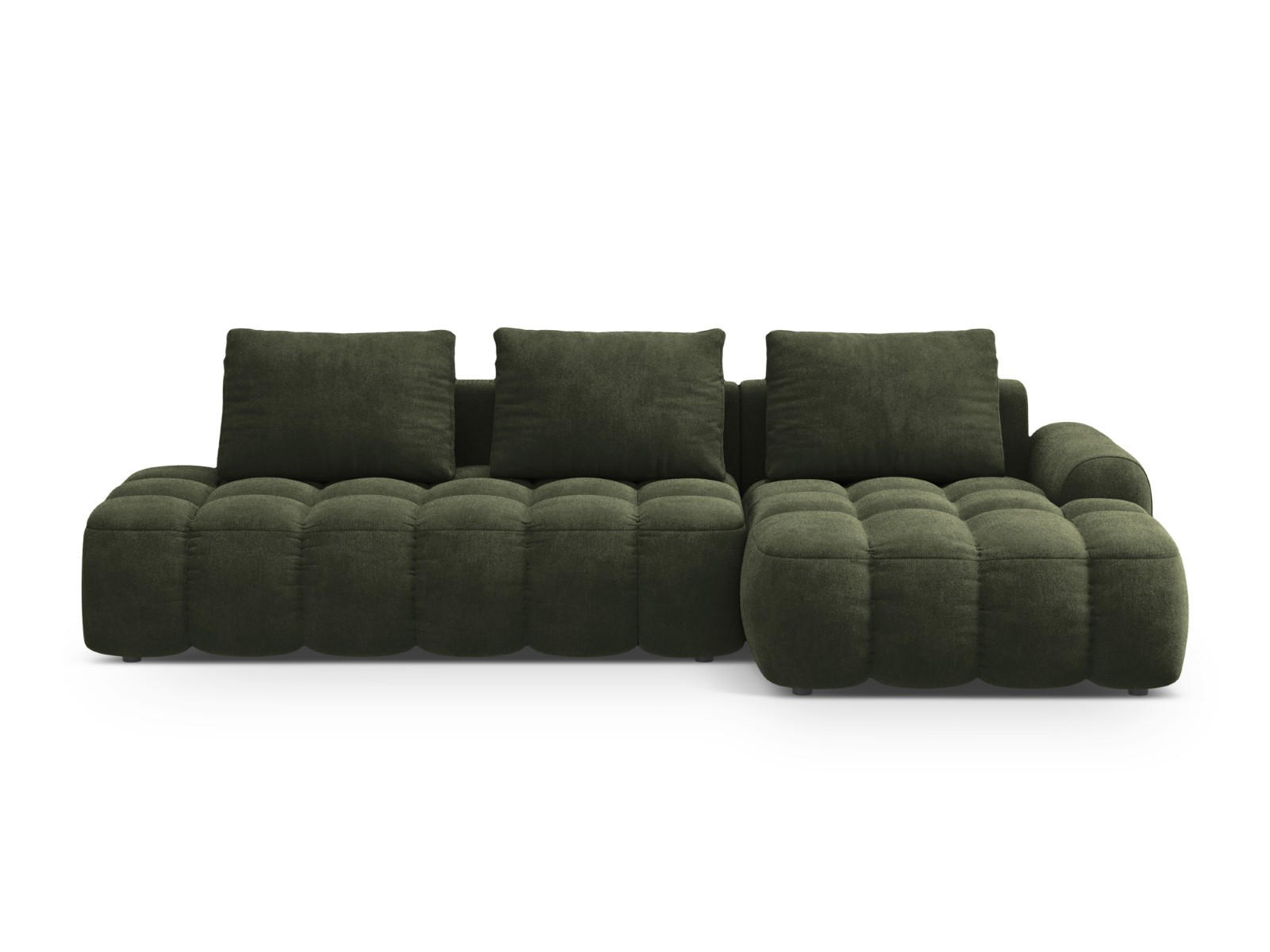 AUSKLAPPBARES-ECKSOFA rechts mit Container Linz aus Samt grün 3 Sitzplätze - Grün, Textil (142/275cm) - Cosmopolitan Design