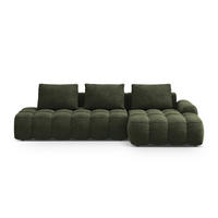 AUSKLAPPBARES-ECKSOFA rechts mit Container Linz aus Samt grün 3 Sitzplätze - Grün, Textil (142/275cm) - Cosmopolitan Design
