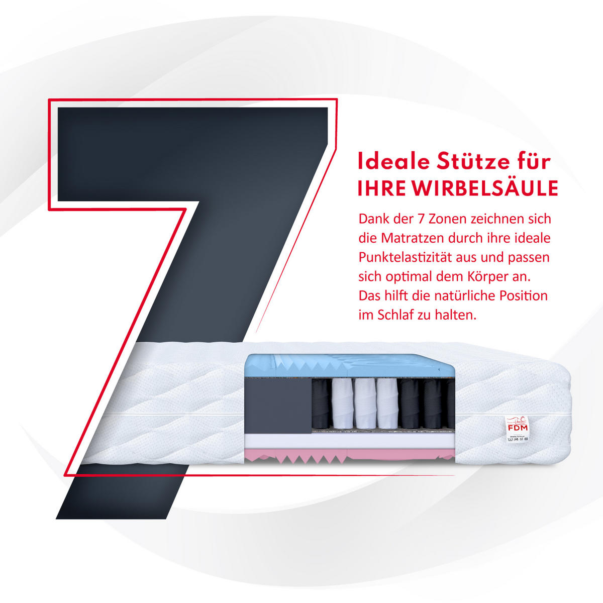 TASCHENFEDERKERNMATRATZE Canis - Weiß, Textil (180/200cm) - FDM