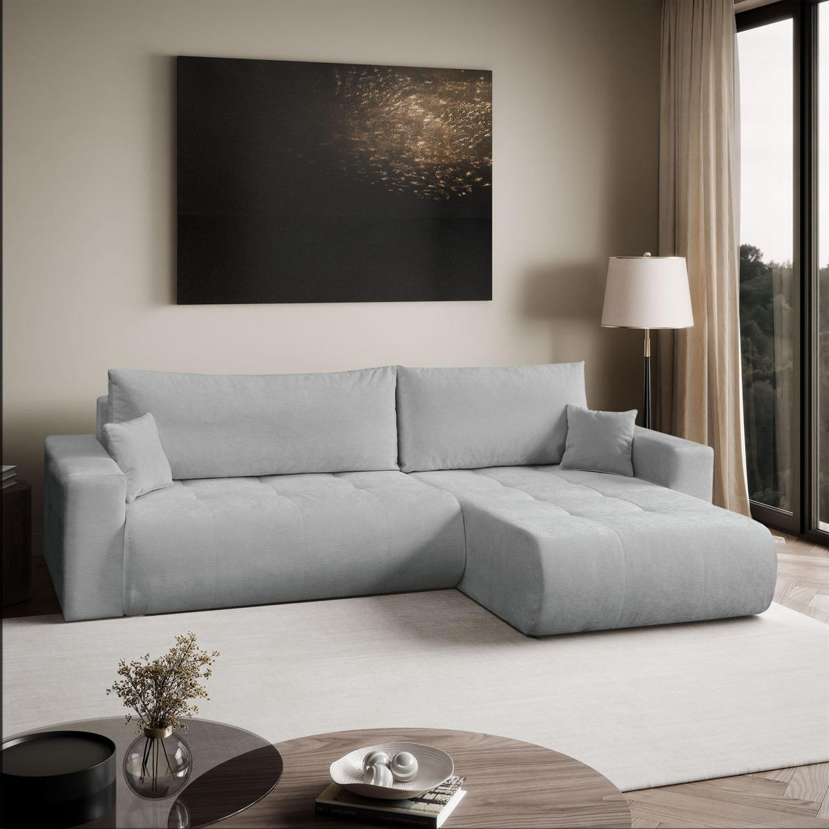 ECKSOFA CLOUD II XL mit Schlaffunktion Vibe 85 - Grau, Textil (280/152cm) - Lookway
