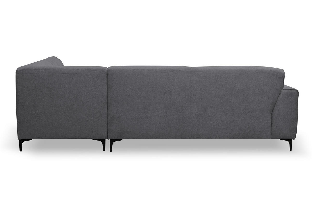 ECKSOFA Mula in L-Form, Coach Farbe: Grau, Velourstoff, Ottomane Rechts - Grau, Textil (274/210cm) - VENASI MÖBEL