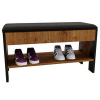 GARDEROBENBANK Nussbaumfarben 46/80/33cm - Nussbaumfarben/Schwarz, Holzwerkstoff (33/46/80cm) - CraftPAK