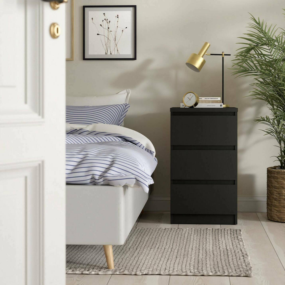 KOMMODE Schwarz 40.4/50/70.1 cm - Schwarz, Holzwerkstoff (40/70/50cm) - DMORA