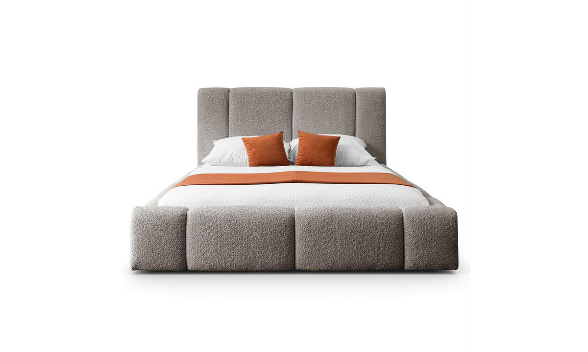 POLSTERBETT ELENA 140x200 cm Hellbraun (Anthology 6), 34 Holzlatten, Kopfteil 108 cm - Braun, Textil (140/200cm) - Lookway