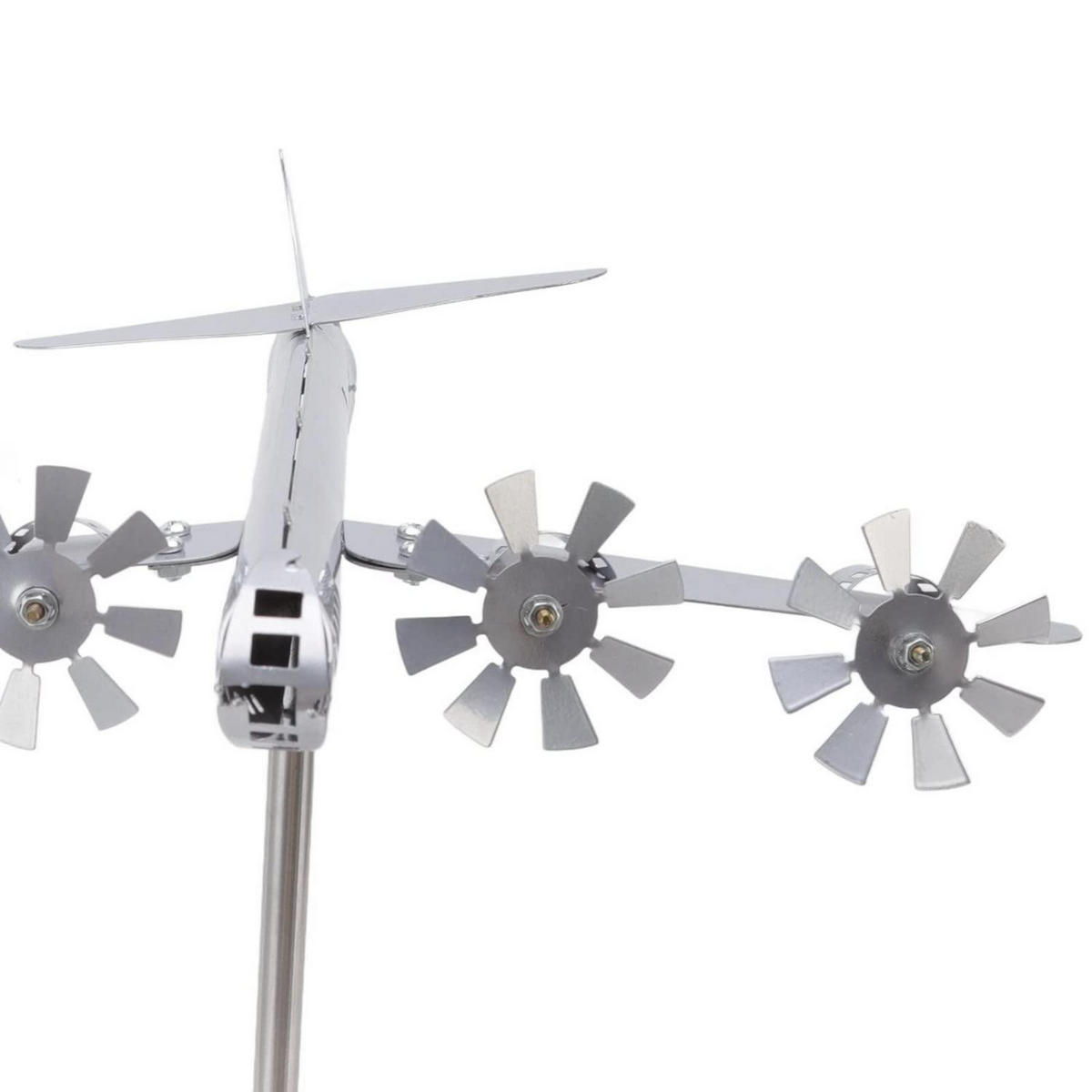 WINDSPIEL Flugzeug Edelstahl wetterfest - Silberfarben, Metall (60/50/30cm)