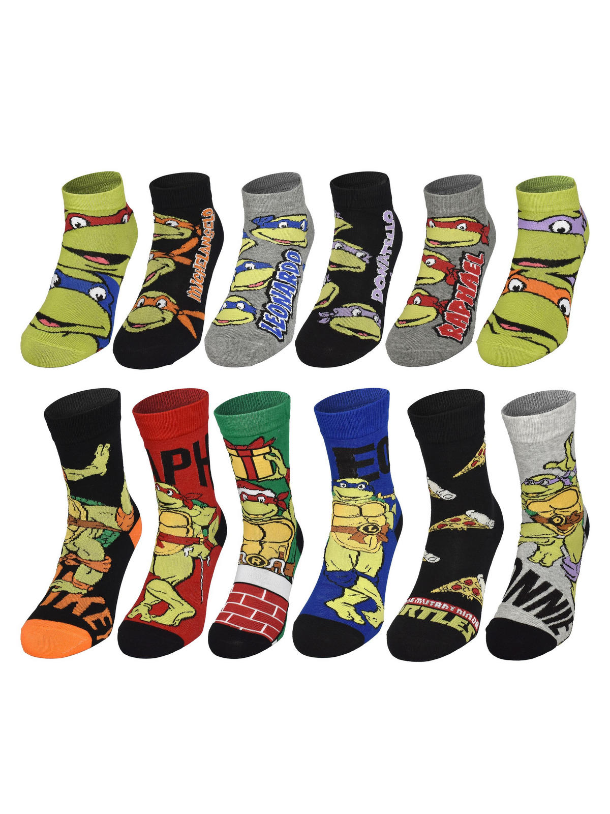 ADVENTSKALENDER Teenage Mutant Ninja Turtles mit 12 Paar Socken Größe 40-45 - Multicolor, Textil (37/5/26.5cm) - United Labels