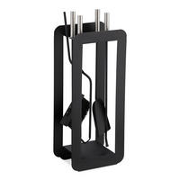 5TLG.KAMINBESTECK - Schwarz, Metall (22.5/59/16cm) - Relaxdays