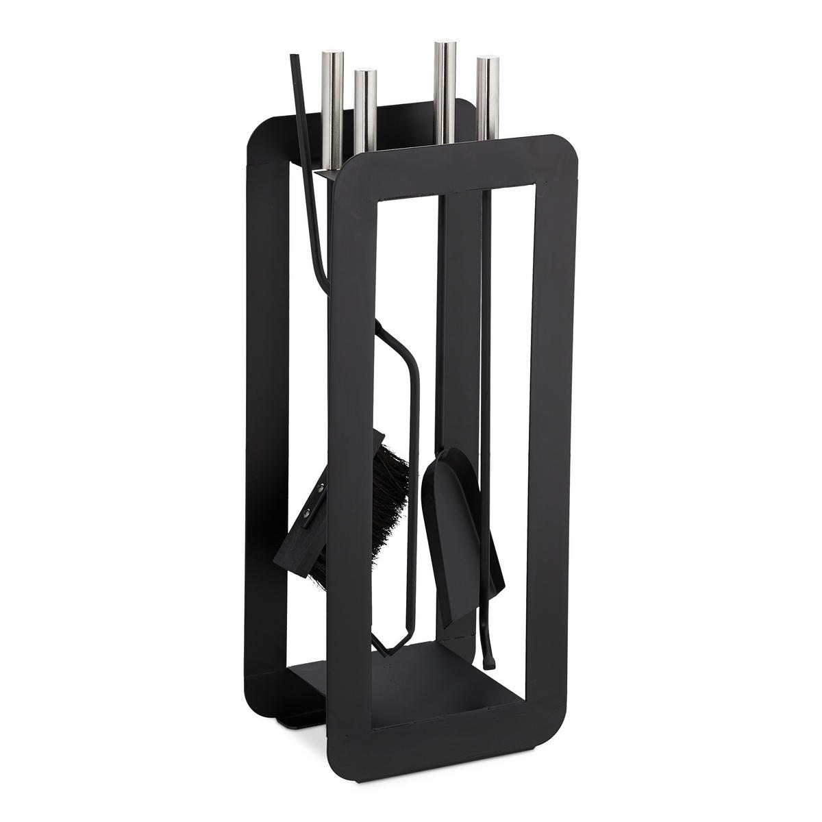 5TLG.KAMINBESTECK - Schwarz, Metall (22.5/59/16cm) - Relaxdays