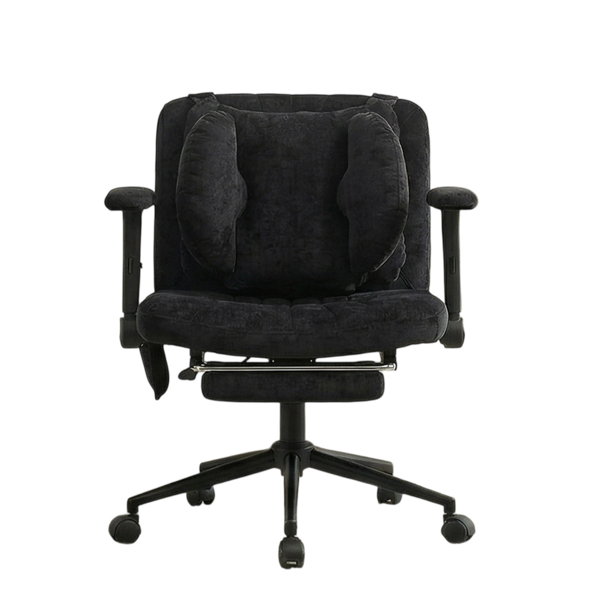 DREHSTUHL DE-40923 mit Fußstütze und Lendenluftkissen Schwarz - Schwarz, Metall (80/86/55cm) - ComfortXL