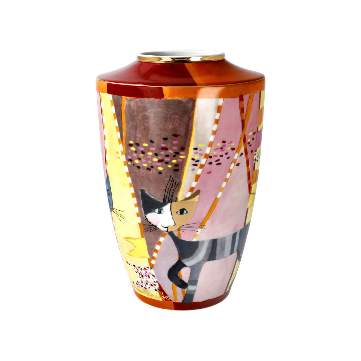 VASE Sottosopra - Rosina Wachtmeister, Katzen, Porzellan, 24 cm - Multicolor, Keramik (24cm) - Goebel