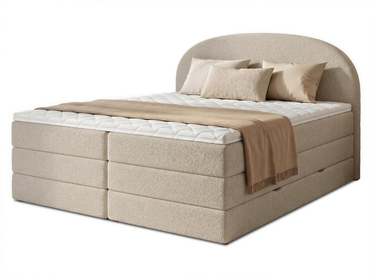BOXSPRINGBETT Cloud Max - 160x200 -creme (Coral 65) - Creme/Schwarz, Holz/Holzwerkstoff (160/200cm) - Sofnet