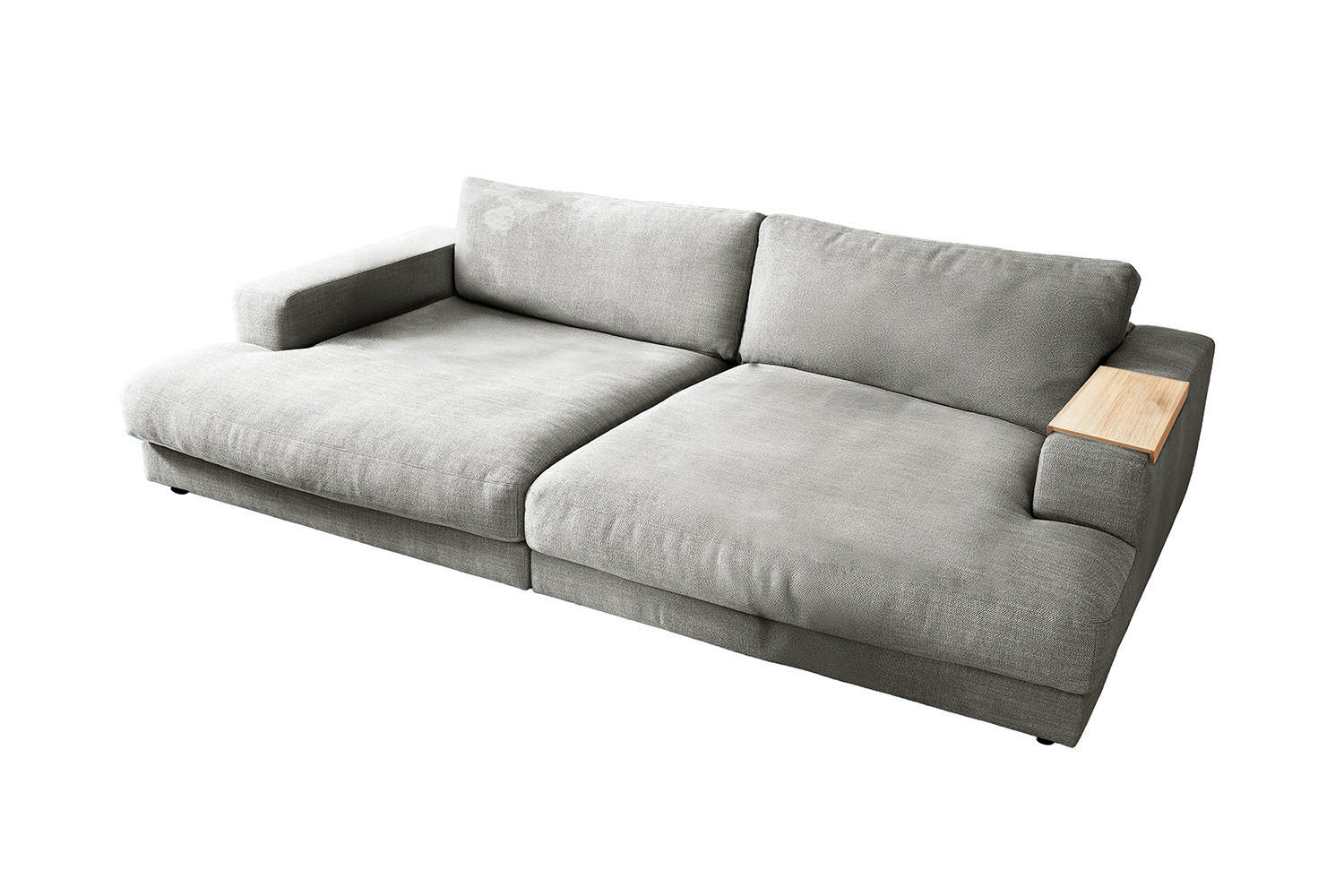 BIG SOFA XL MIT TABLETT MADELINE Silber Webstoff - Silberfarben/Schwarz, Kunststoff/Textil (290/85/190cm) - KAWOLA