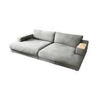 BIG SOFA MIT TABLETT MADELINE Silber Webstoff - Silberfarben/Schwarz, Kunststoff/Textil (290/85/170cm) - KAWOLA