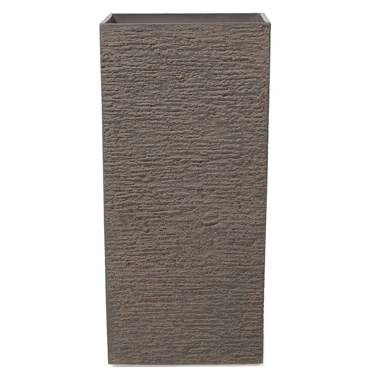 BLUMENTOPF dunkelbraun quadratisch 30/30/60 cm Gaza - Braun, Stein (60cm) - Beliani