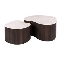 COUCHTISCH CERAMO MEDIO 2-teilige organische Lounge-Tische im Monolith-Design - Dunkelbraun/Beige, Keramik (90/85/39cm) - alesvelt