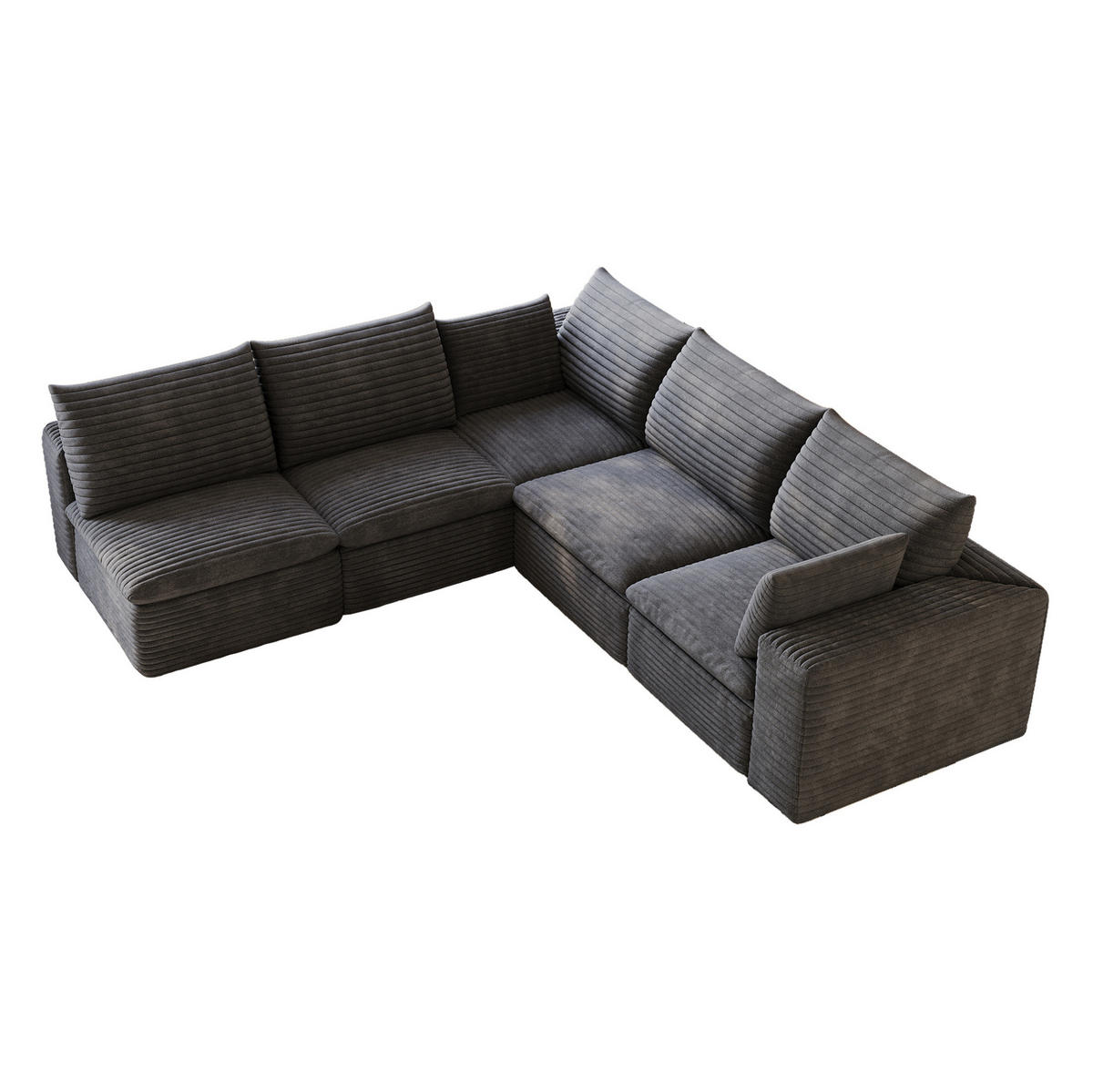 ECKSOFA aus Stoff 260x250 cm Dunkelgrau mit flexiblem Aufbau und weicher Schaumstoffpolsterung - Dunkelgrau, Textil (260/250cm) - Modfu