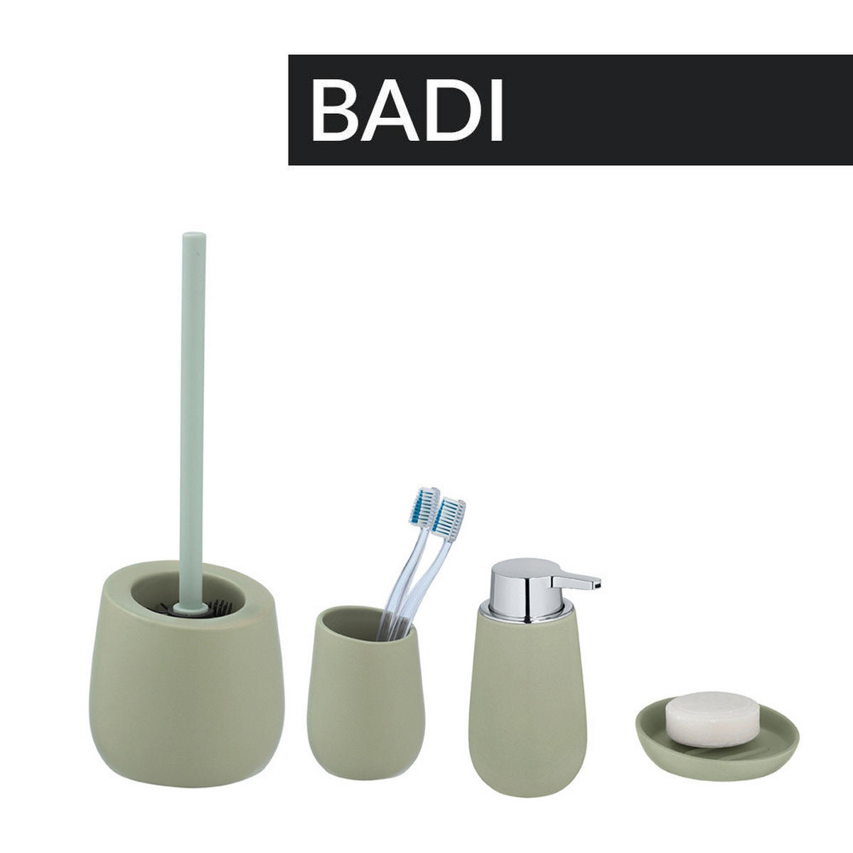 SEIFENSPENDER Badi 8/9,5/16 cm - Grün, Keramik (9.5/16/8cm) - Wenko