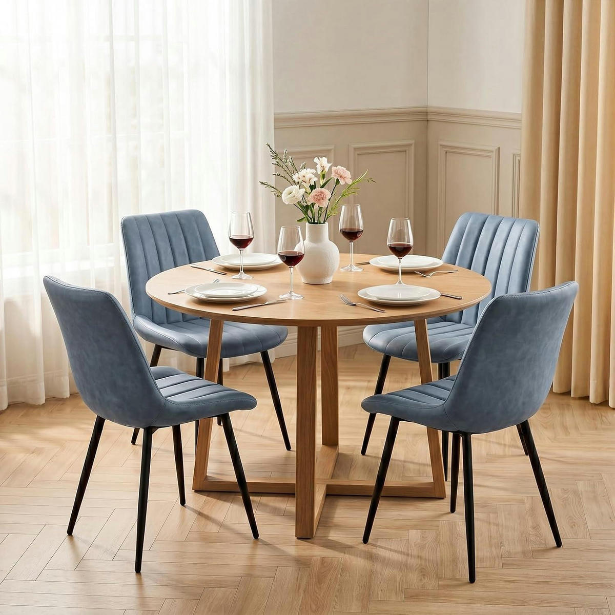 ESSZIMMERSTÜHLE Kunstleder Blau 4er Set - Blau, Kunststoff (53/85/42cm)