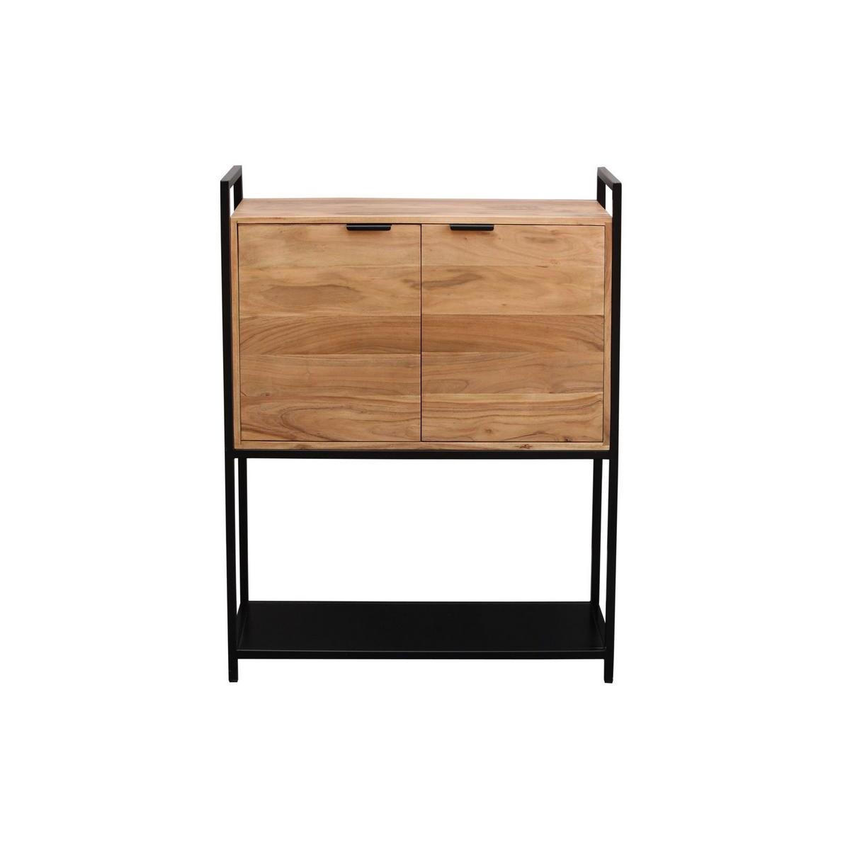 SIDEBOARD Akazie Schwarz Metall H110 ARTHUS - Dunkelbraun, Holz (40/110/85cm) - Miliboo