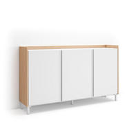 SIDEBOARD, Weiß und Eiche, 156/35/91cm, mit Beinen - Weiß, Holzwerkstoff (156/91/35cm) - Skraut Home