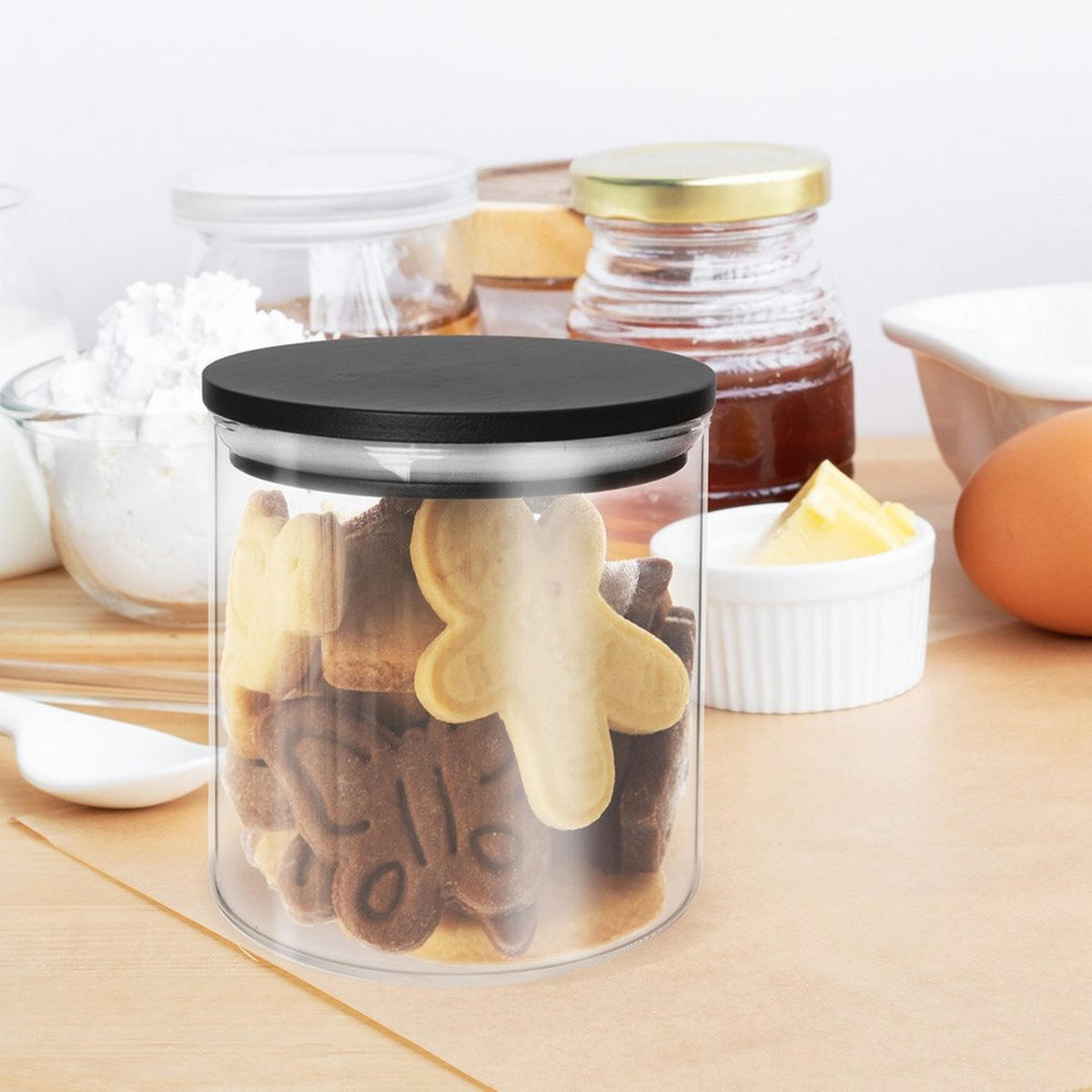 VORRATSGLAS Black-Design 450 ml Transparent - Transparent, Glas (9/9/9cm) - Orion 