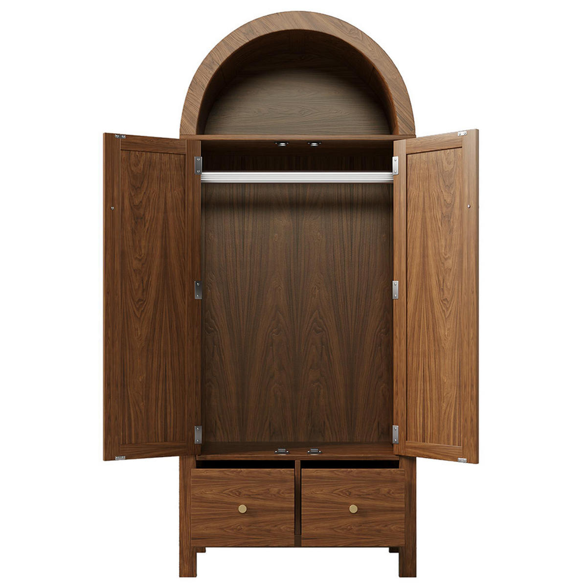 KLEIDERSCHRANK 181x78x45 cm mit Rattan-Flechten in Walnuss - Walnussfarben, Holz (78/181/45cm) - KOMHTOM