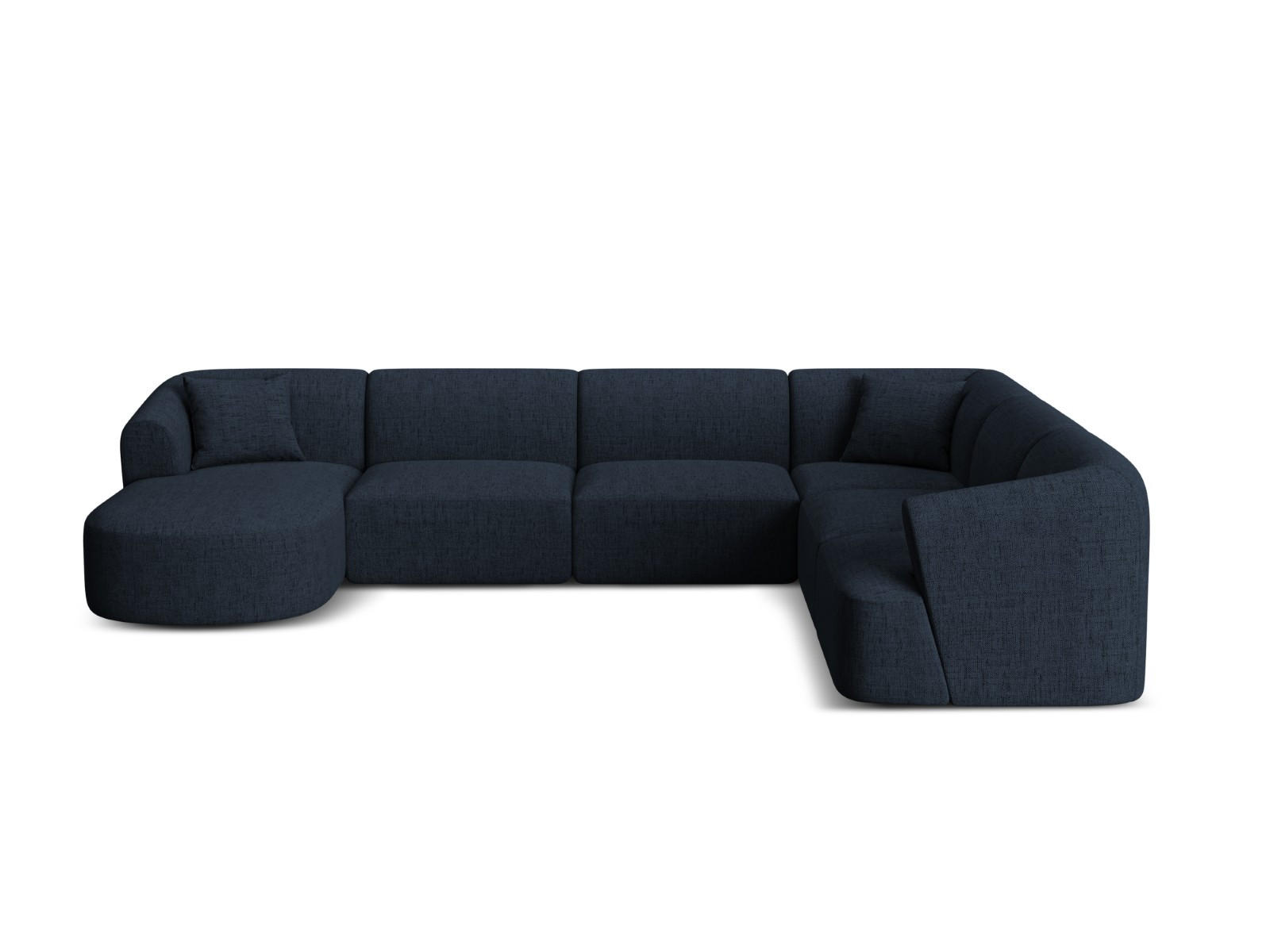 MODULARES-PANORAMASOFA rechts Campi aus strukturiertem Stoff königsblau 7 Sitzplätze - Dunkelblau, Textil (255/70/330cm) - Cosmopolitan Design