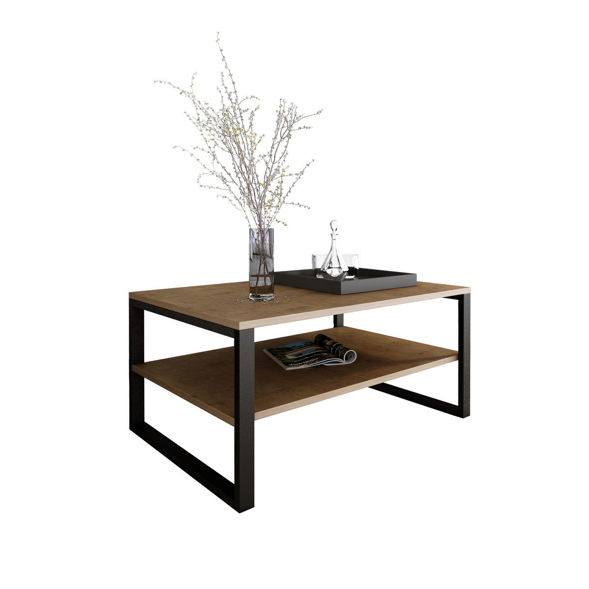 COUCHTISCH Basic rechteckig Lancelot mit Metallbeinen - Alteiche, Metall (60/90/47cm) - Design Möbel