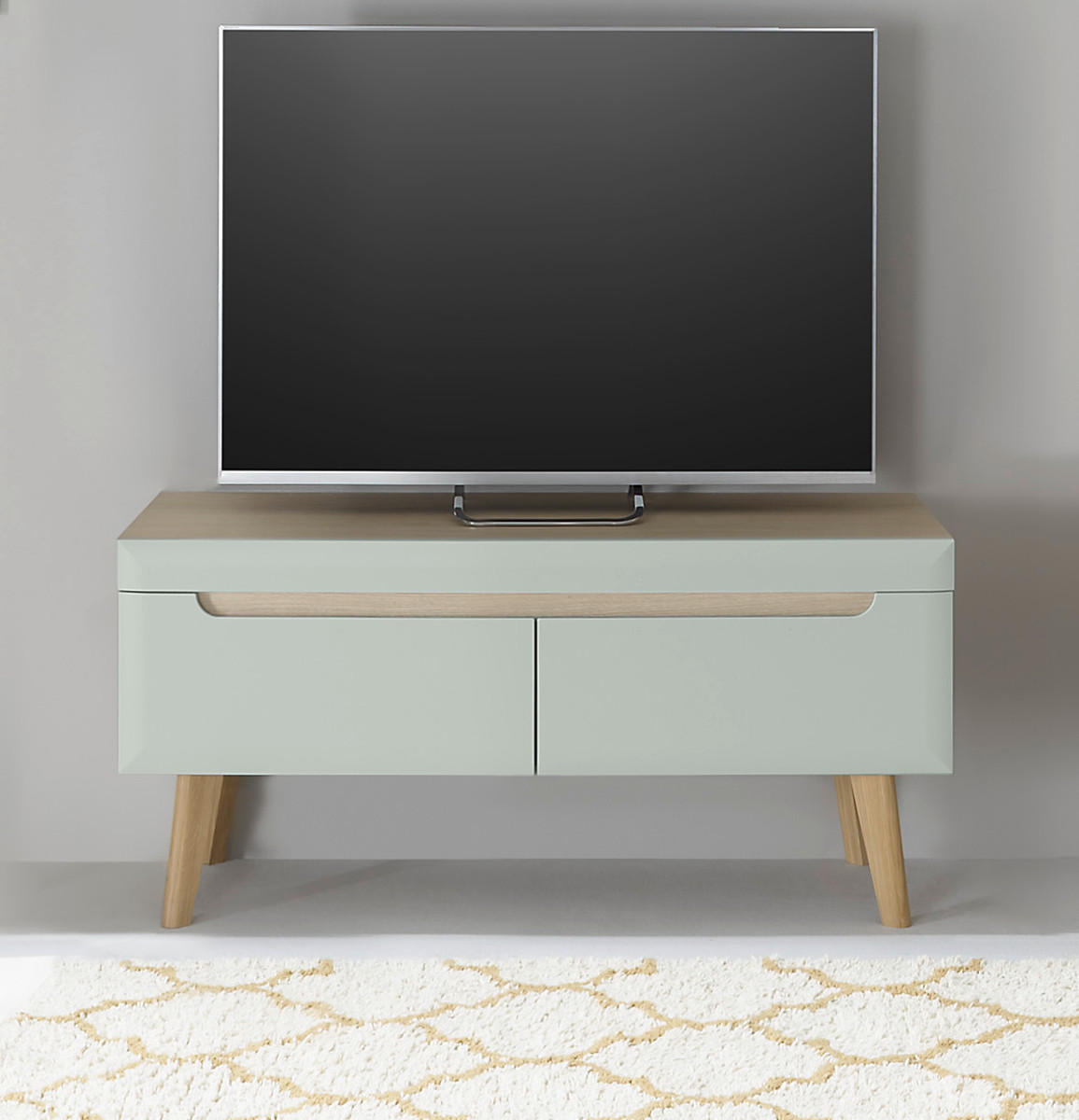 TV-LOWBOARD Pistazie grün, Eiche, skandinavisch 107 cm, TV Unterteil mit Vollauszug - Eichefarben/Pastellgrün, Holz/Holzwerkstoff (107/50/40cm) - Furn.Design