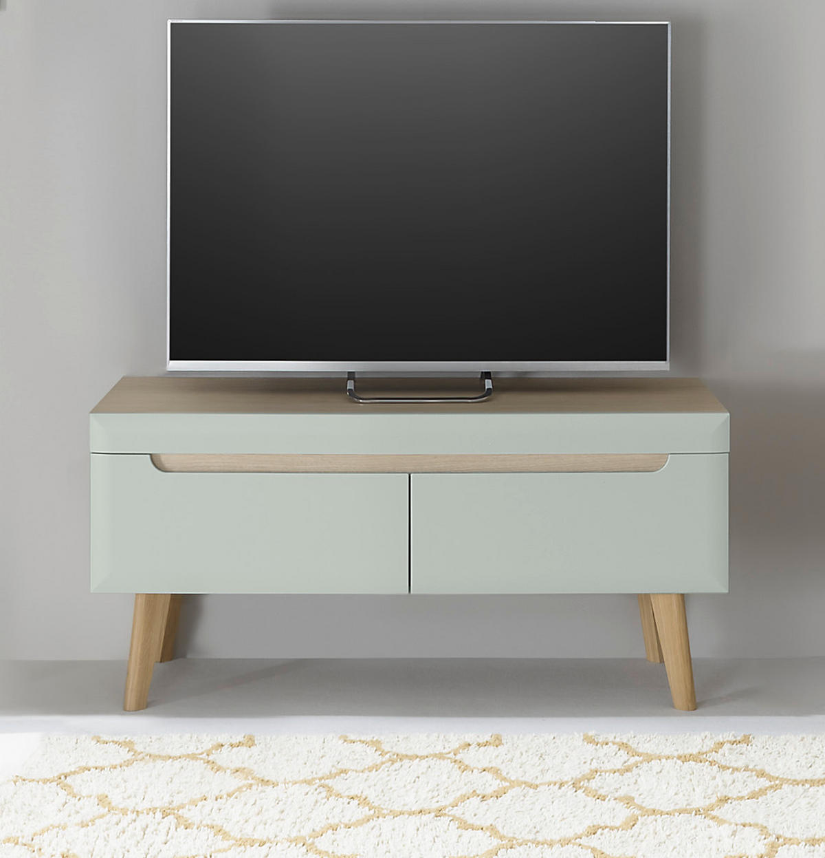 TV-LOWBOARD Pistazie grün, Eiche, skandinavisch 107 cm, TV Unterteil mit Vollauszug - Eichefarben/Pastellgrün, Holz/Holzwerkstoff (107/50/40cm) - Furn.Design
