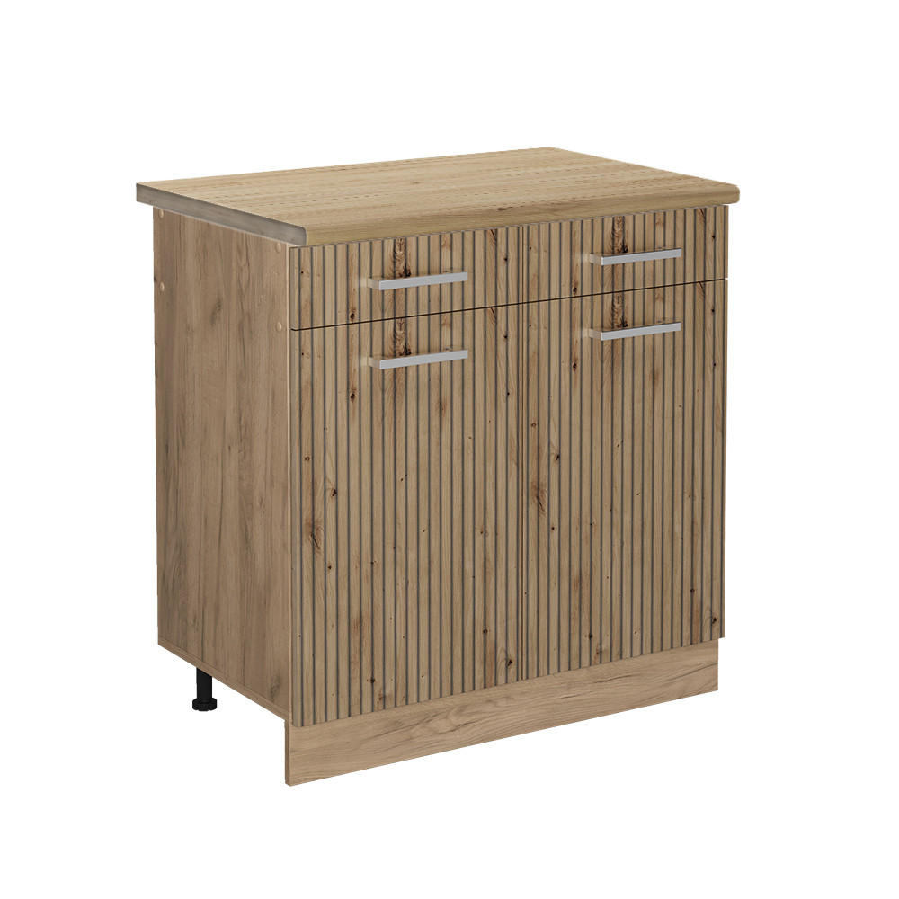 KÜCHENUNTERSCHRANK R-Line Artisan-Eiche 80 cm, AP Eiche - Honigeiche/Eiche Wotan, Holzwerkstoff (80/81.6/60cm) - Vicco