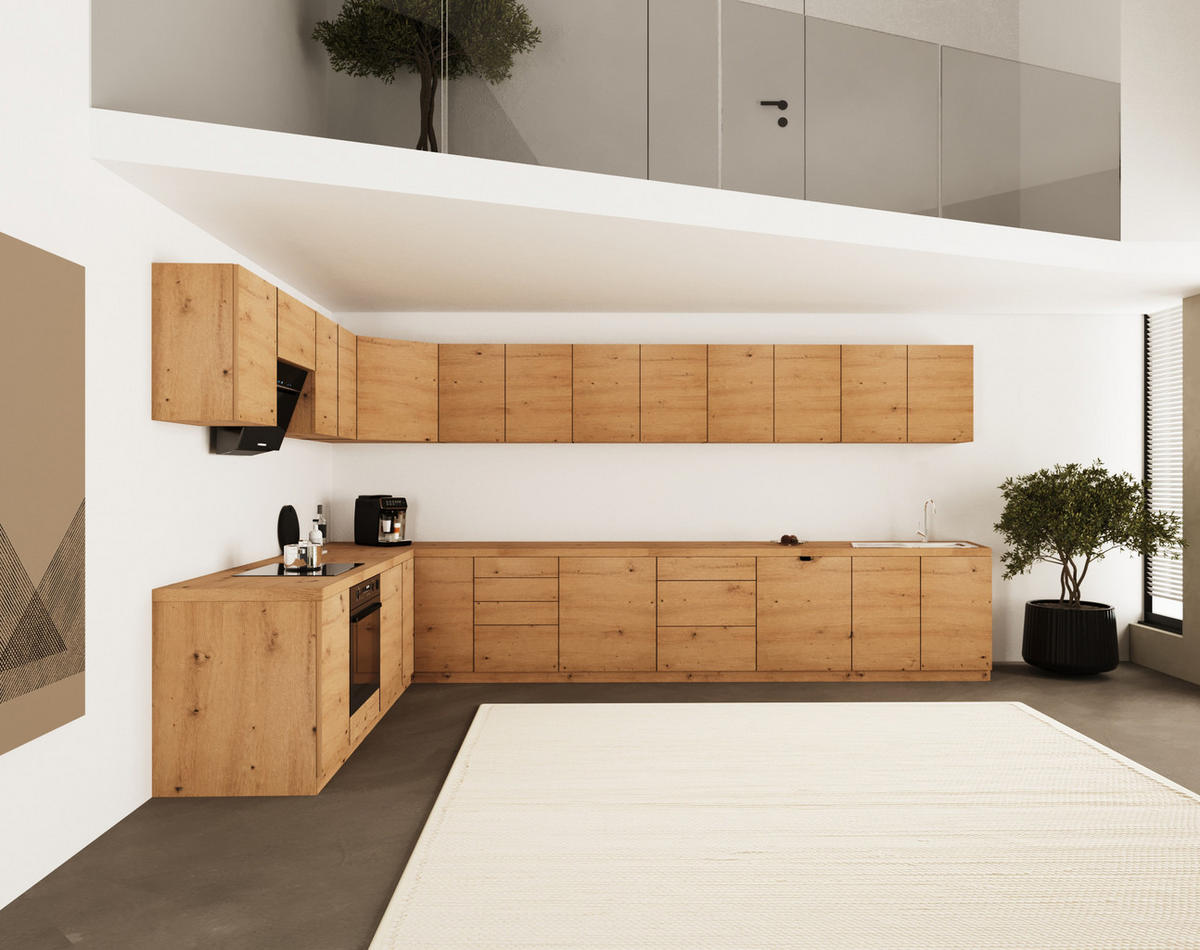 WINKELKÜCHE 380cm x 240cm- Langen KL22-M380 - in Artisan Eiche - Eiche Artisan, Holz (620/212/52cm)