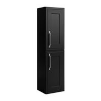 BADEZIMMERSCHRANK, schwarz, 35 x 136 x 27 cm, silberner Griff - Silberfarben/Schwarz, Holzwerkstoff/Metall (35/136/27cm) - 3XE LIVING