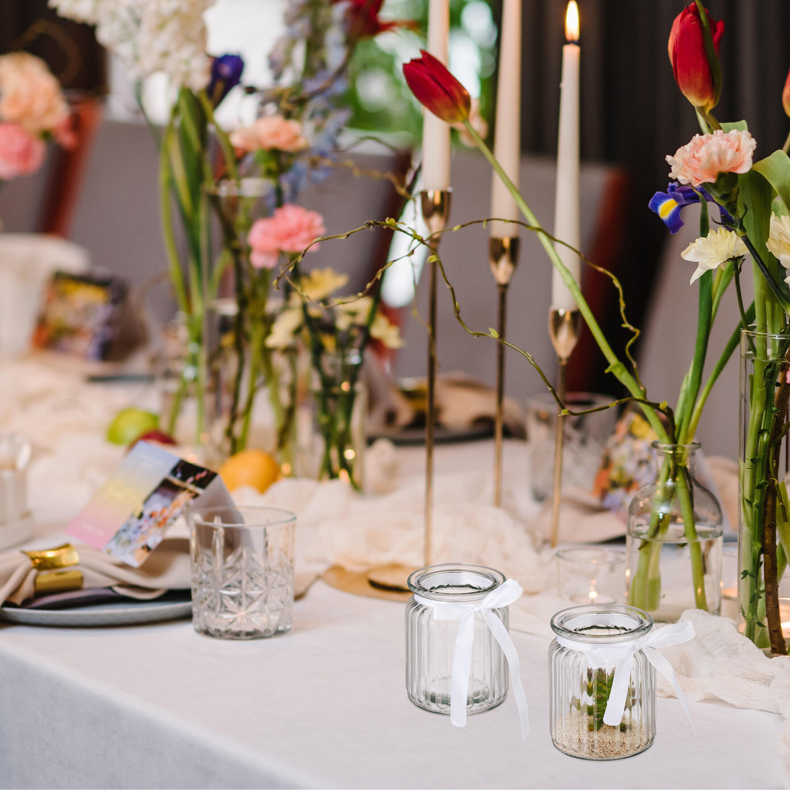 12xWINDLICHT - Transparent, Glas/Textil (9.5cm) - Relaxdays