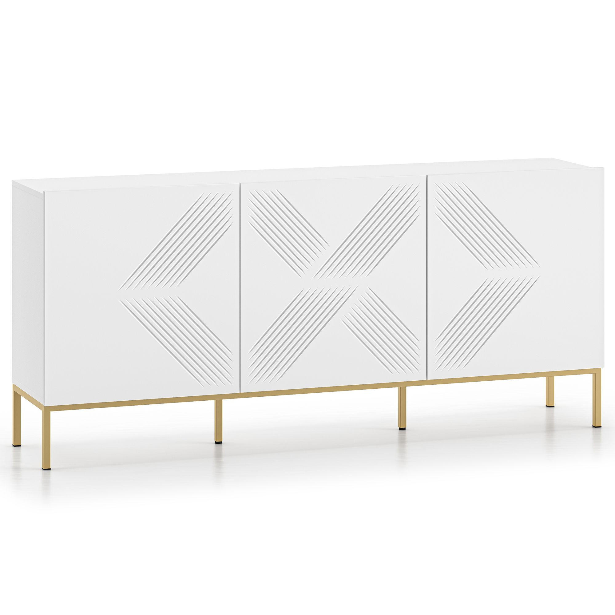 TÜRKOMMODE NEBRO,Weiß/Goldfarben - Goldfarben/Weiß, Holzwerkstoff (170/77/37cm) - KONSIMO®