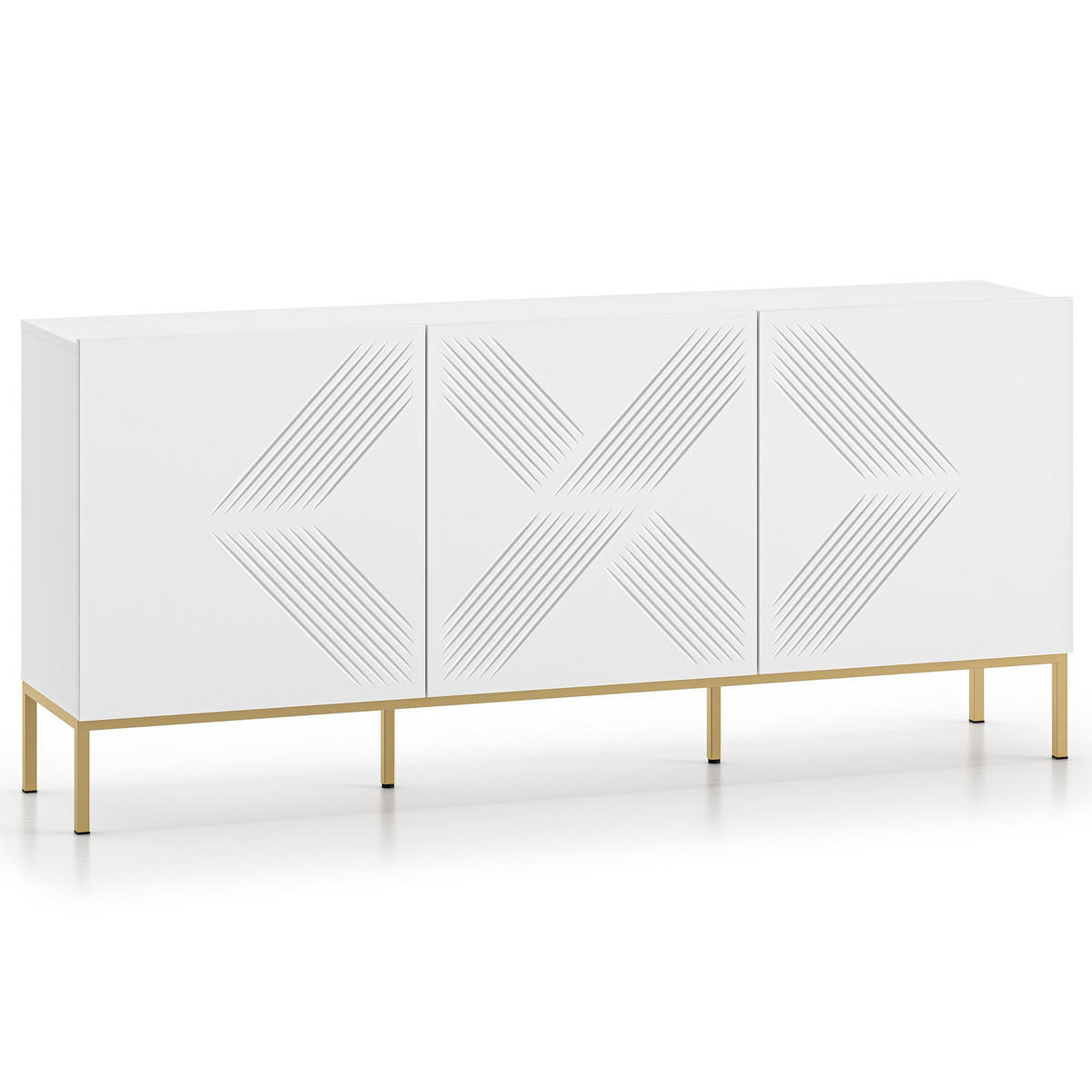 TÜRKOMMODE NEBRO,Weiß/Goldfarben - Goldfarben/Weiß, Holzwerkstoff (170/77/37cm) - KONSIMO®