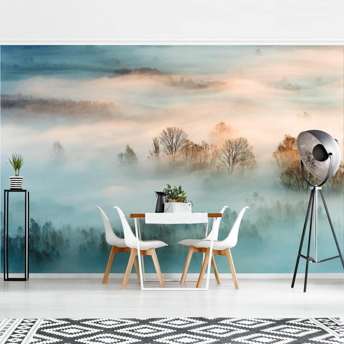 FOTOTAPETE Nebel bei Sonnenaufgang 336/225 cm - Eichefarben, Papier (336/225cm) - Bilderwelten