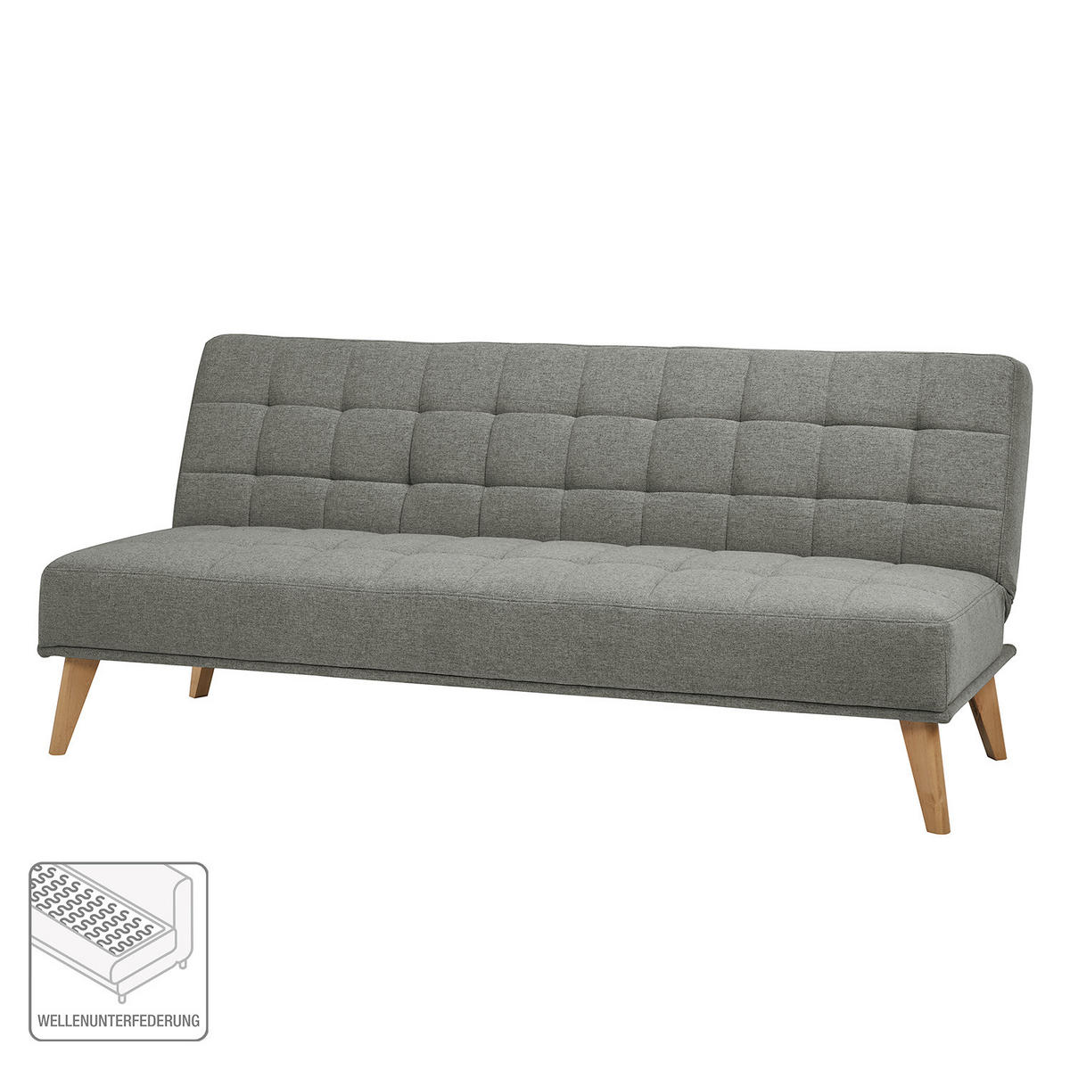 SCHLAFSOFA - Textil / Holz - Grau, Holz/Birkenholz (180/81/86cm) - home24