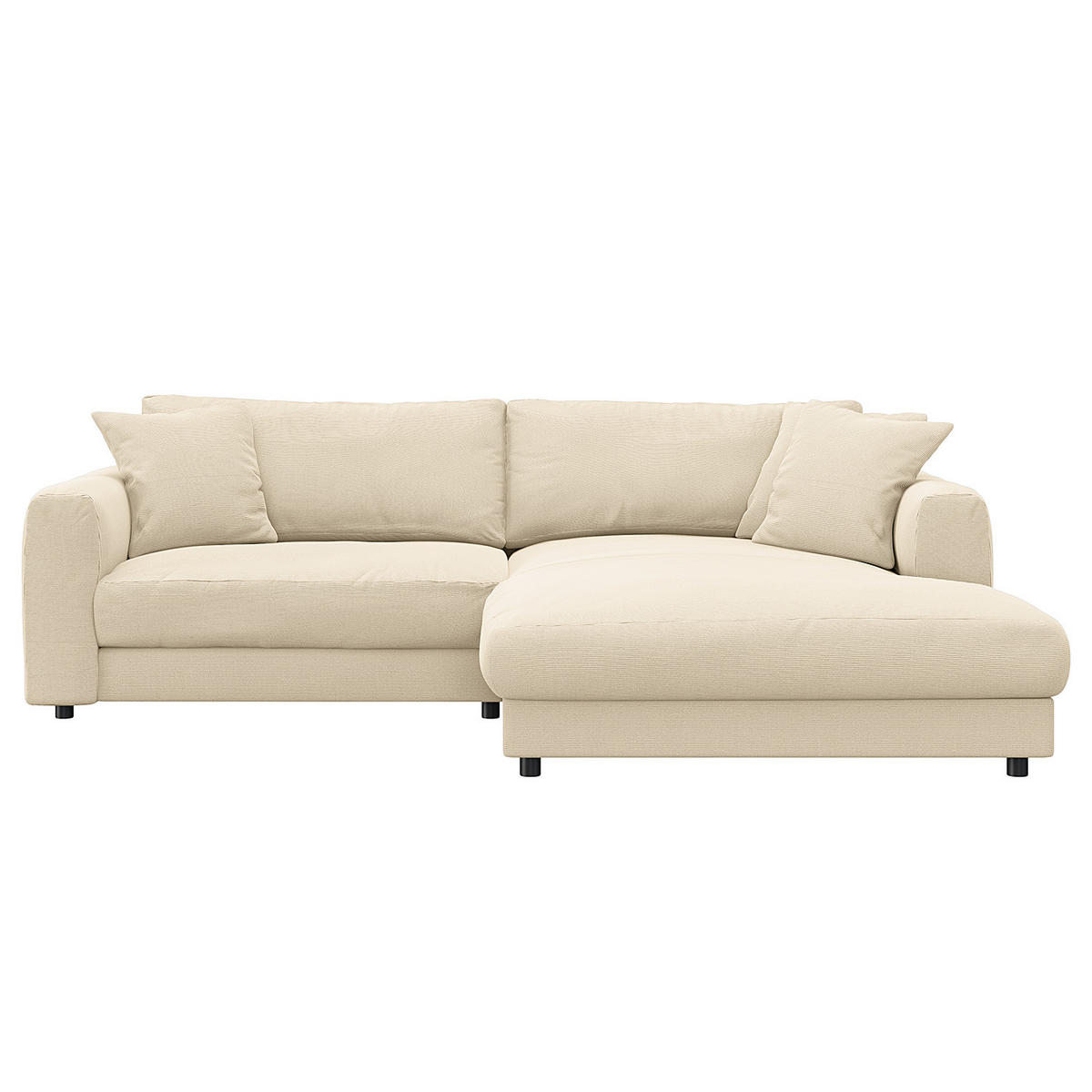 ECKSOFA mit Longchair - Beige/Schwarz, Kunststoff/Textil (238/183cm) - home24