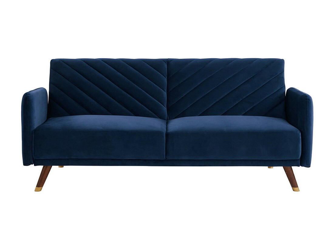 SCHLAFSOFA - 3 Personen - Samt, Stoff - Marineblau - - Dunkelblau, Textil (198/87/95cm) - Vente-Unique
