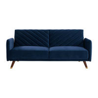 SCHLAFSOFA - 3 Personen - Samt, Stoff - Marineblau - - Dunkelblau, Textil (198/87/95cm) - Vente-Unique